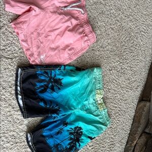 Set of Boys Bathing Suits/Board Shorts Pink and Blue Kids Shorts, size L (10-12)